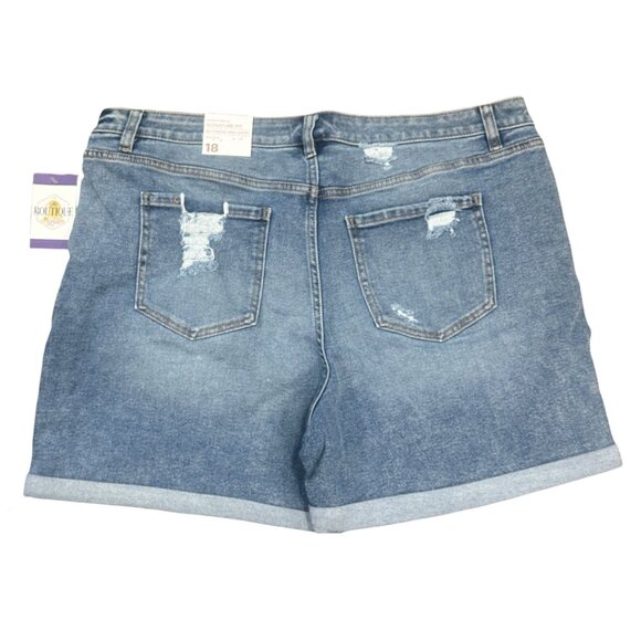 NWT Lane Bryant 18 Boyfriend Midi Shorts Super Stretch Distressed Signature Fit - Picture 2 of 16